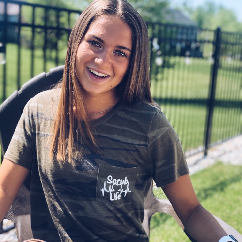 Scrub life camo pocket tee